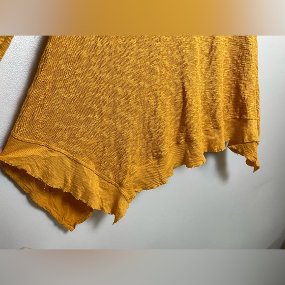 Anthropologie Left Of Center Womens Top Mustard Asymmetric Hem Lagenlook Size M - Picture 5 of 8